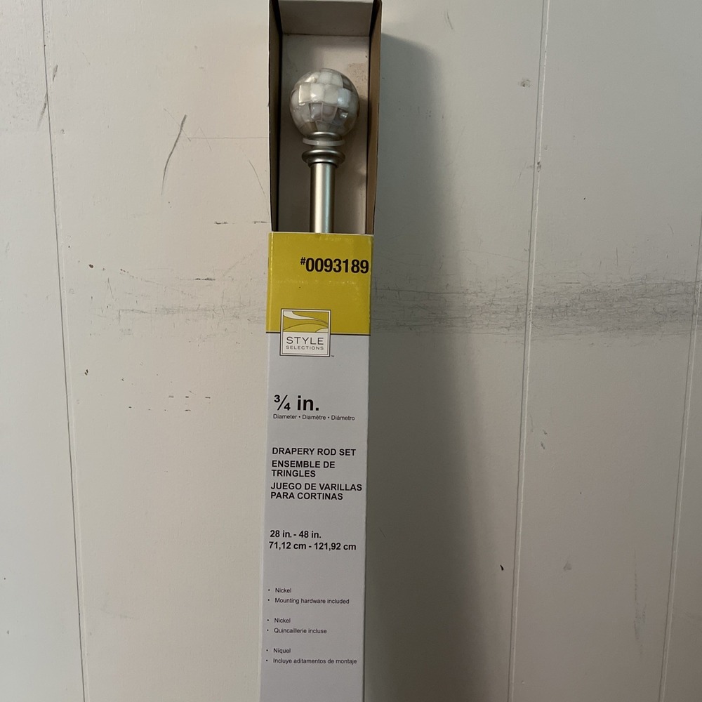 Style Selections 3/4" Elegant Nickel Decorative Drapery Curtain Rod 28"-48"